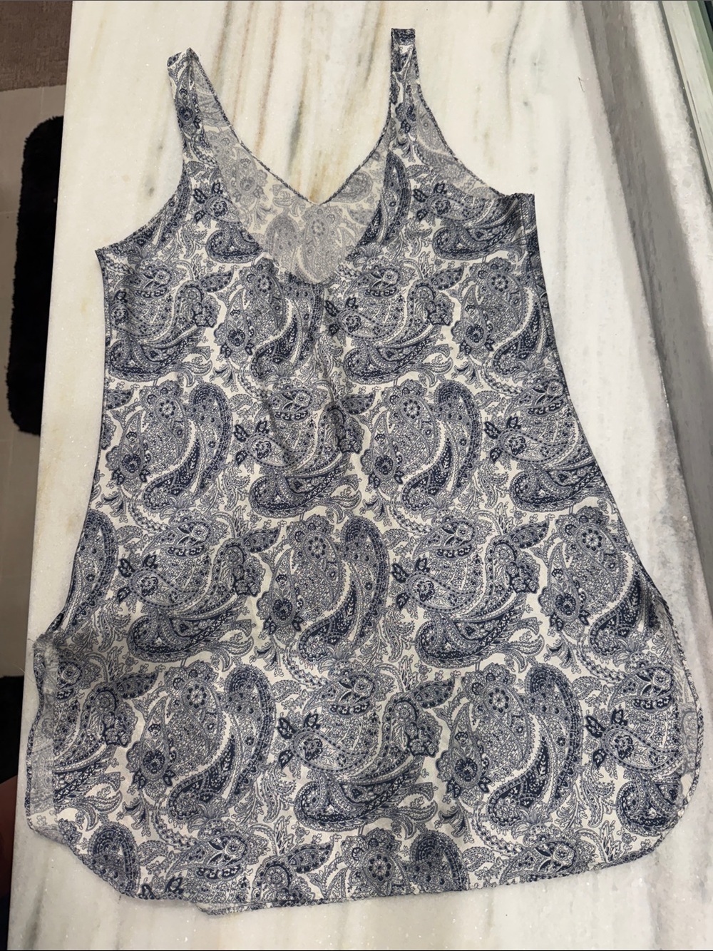 Paisley V-Neck Chemise Slip - Blue/White